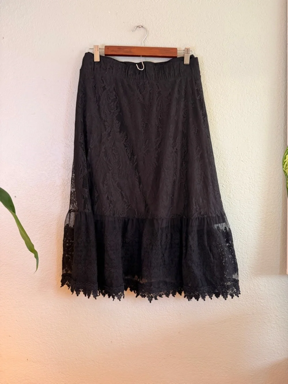 Torrid Lace Black Whimsigoth Full Lined Tiered Flowy Bohemian Skirt 1X